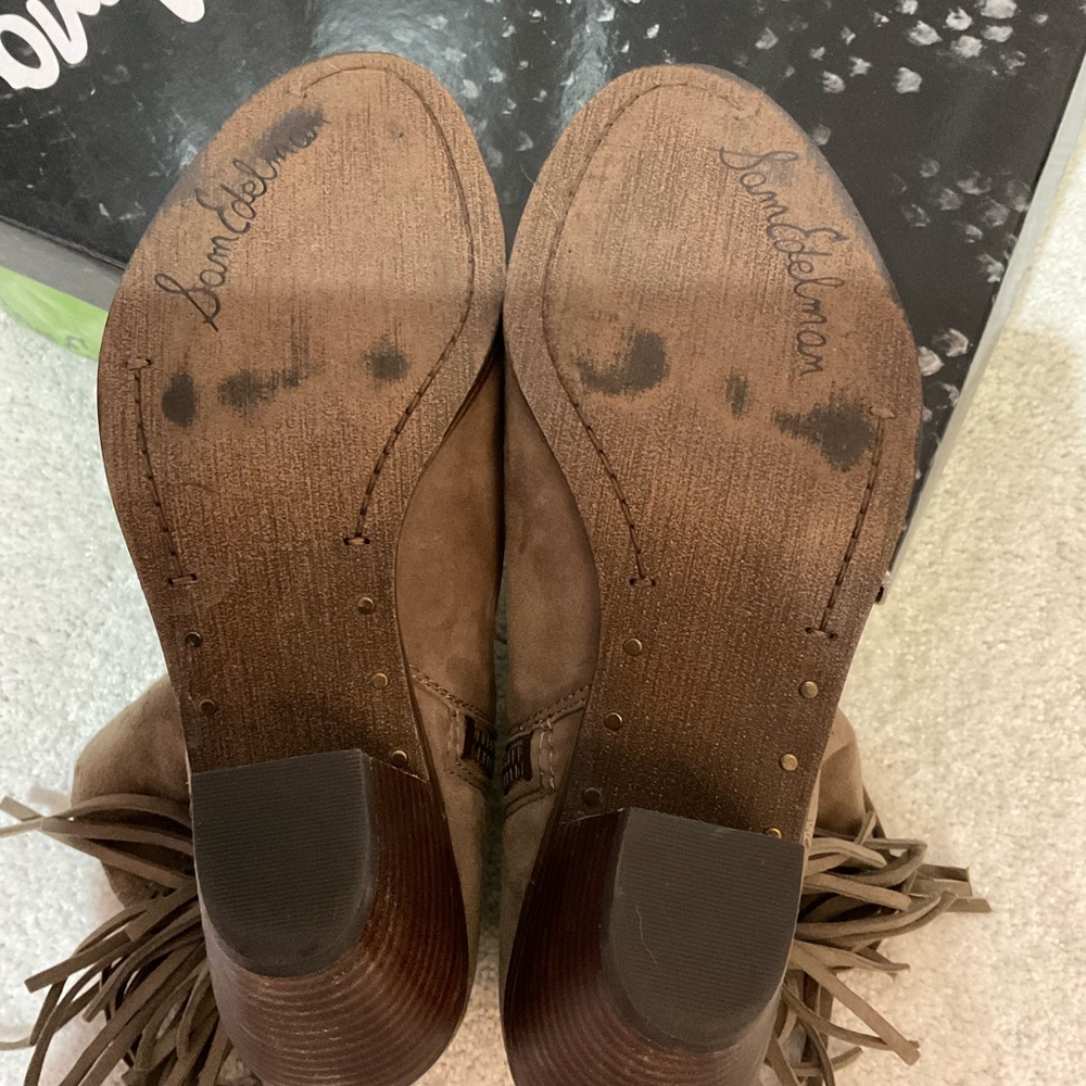 Sam Edelman Louie Fringe Suede Ankle Boots - Picture 6 of 8